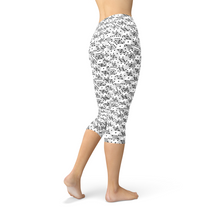 Load image into Gallery viewer, Womens Black and White Dice Capri Leggings

