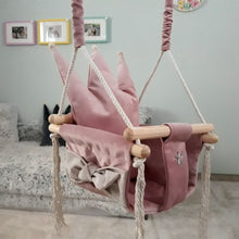 Load image into Gallery viewer, Swing with crown shaped cushion, dusty pink
