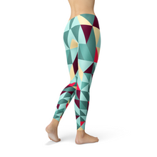Load image into Gallery viewer, Womens Leggings w/ Colorful Geometric Triangles
