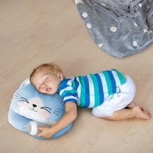 Load image into Gallery viewer, Glow in the dark Blanket, Moon Stars &amp; Cat Neck Pillow-Blue
