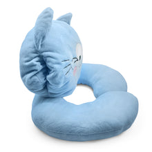 Load image into Gallery viewer, Glow in the dark Blanket, Moon Stars &amp; Cat Neck Pillow-Blue

