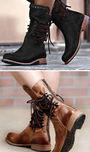 Load image into Gallery viewer, Back Zipper Vintage Boots Lace-Up Holiday Mid-calf Boots
