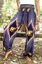 Load image into Gallery viewer, Purple PEACOCK ELEPHANT Pants Women Boho Pants Hippie
