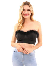 Load image into Gallery viewer, Pamela Fur Detail Crop Top
