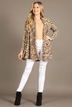 Load image into Gallery viewer, 1189 Cheetah Long body cardigan, loose fit, open front, long sleeves
