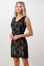 Load image into Gallery viewer, Mini Lace Dress Two Tone Lace V-Neck Dress
