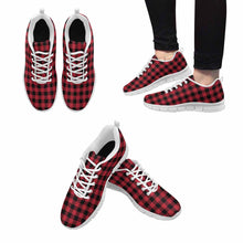 Load image into Gallery viewer, Uniquely You Sneakers for Men,   Buffalo Plaid Red and Black - Running
