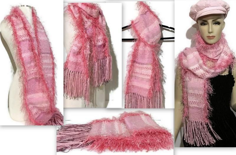FIBER ART WOVEN SCARF: THE PINK