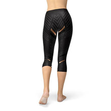 Load image into Gallery viewer, Womens Sports Stripes Black Capri Leggings
