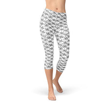 Load image into Gallery viewer, Womens Black and White Dice Capri Leggings
