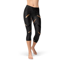 Load image into Gallery viewer, Womens Sports Stripes Black Capri Leggings

