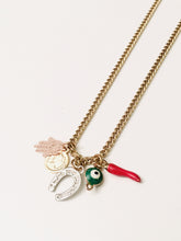 Load image into Gallery viewer, Red Horn and Evil Eye Talisman Necklace - Talisman Jewelry
