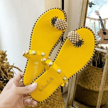 Load image into Gallery viewer, 2021 Summer Beach Pineapple Flat Slippers Outside Slides Ladies Shoes
