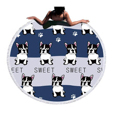 Load image into Gallery viewer, Cute Dog Round Beach Towel  Cartoon Printed Tassel
