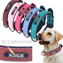 Load image into Gallery viewer, Dog Collar Sturdy Personalized Dog Collar  Leather Padded Pet ID
