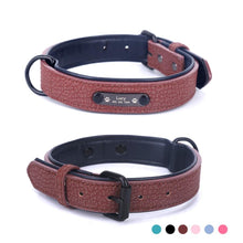 Load image into Gallery viewer, Dog Collar Sturdy Personalized Dog Collar  Leather Padded Pet ID
